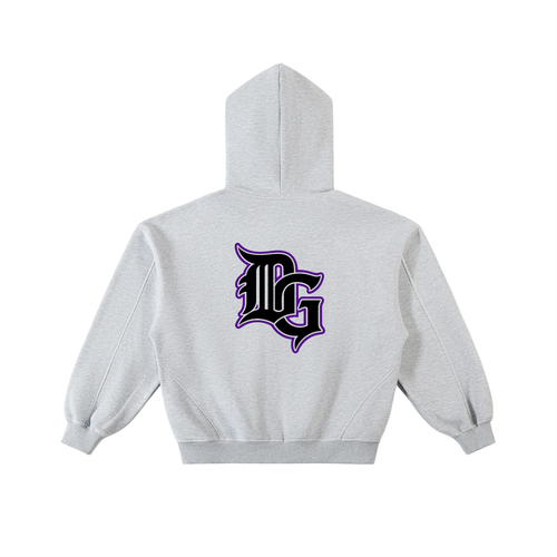 Contrast-Stitched Boxy Fleece Zip Hoodie