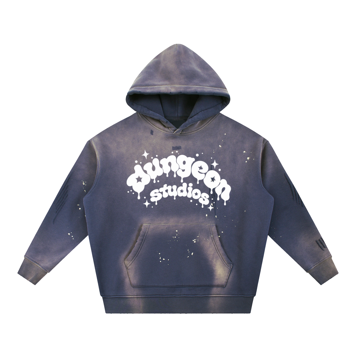 Vintage Washed Frayed Fleece Hoodie