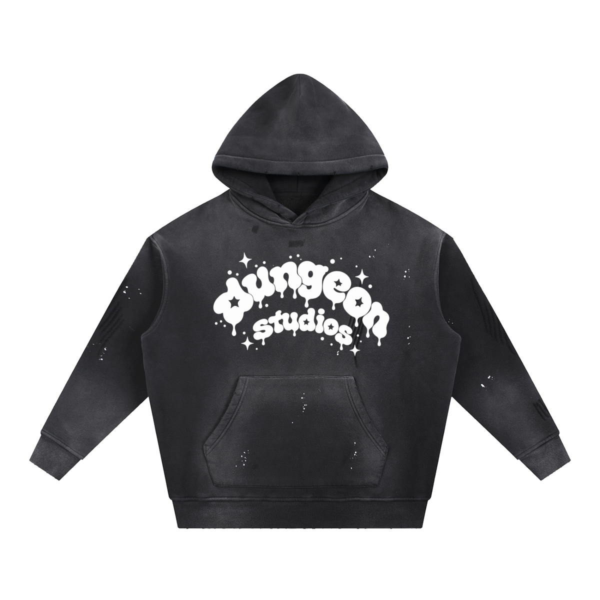 Vintage Washed Frayed Fleece Hoodie