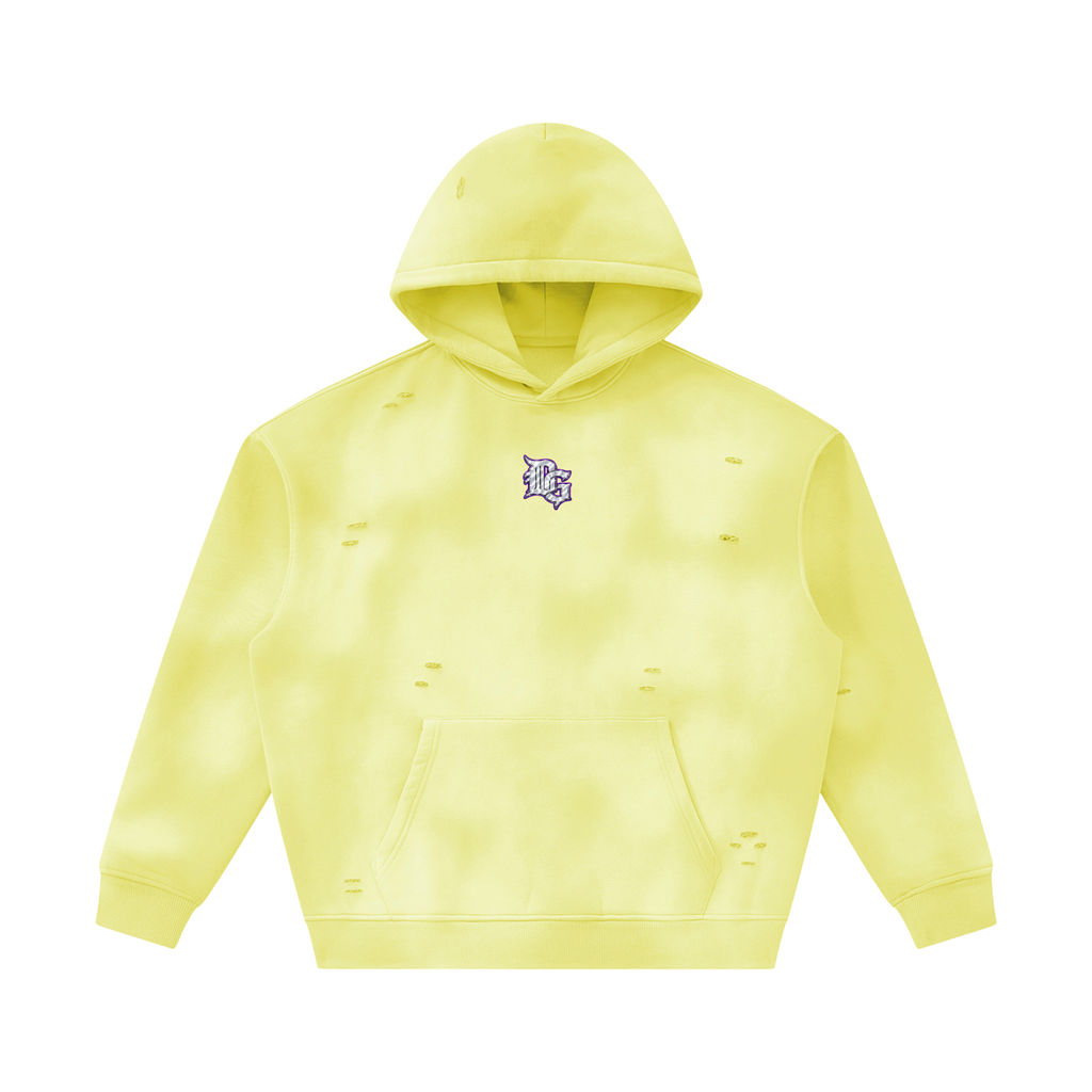 Unisex Sunfade Frayed Fleece Hoodie